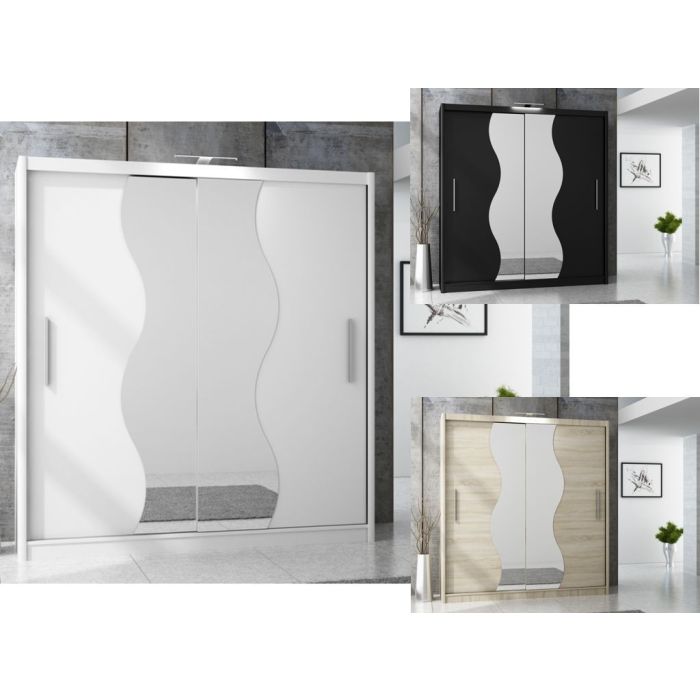 Tokyo V Curvy Sliding 2 Door Wardrobe - Black