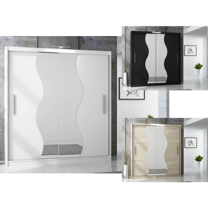 Tokyo V Curvy Sliding 2 Door Wardrobe - Black