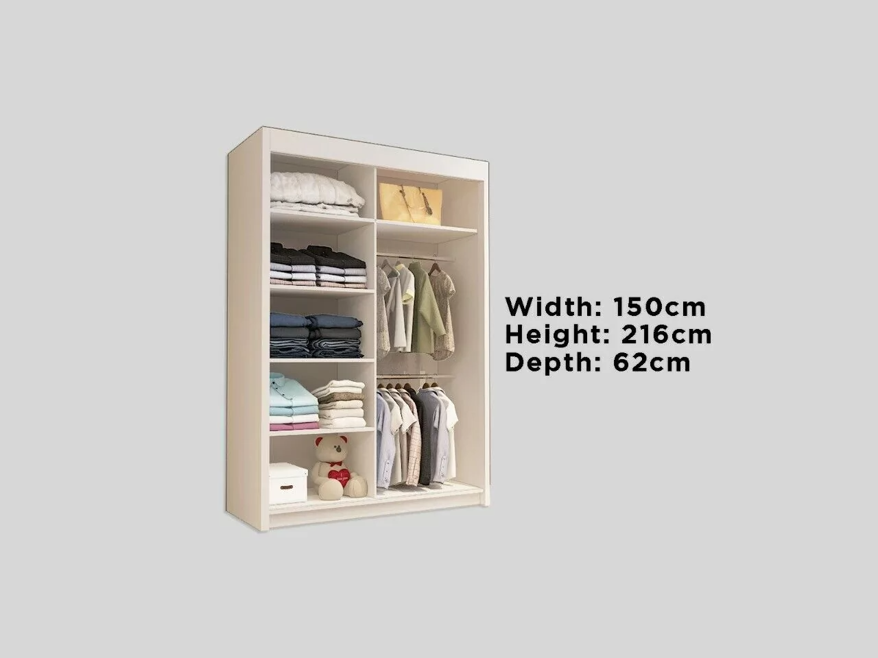 FURCO Giovany 2 Door Mirrored Sliding Wardrobe | Oak Finish | Offered in 3 Sizes | Stylish & Durable Storage