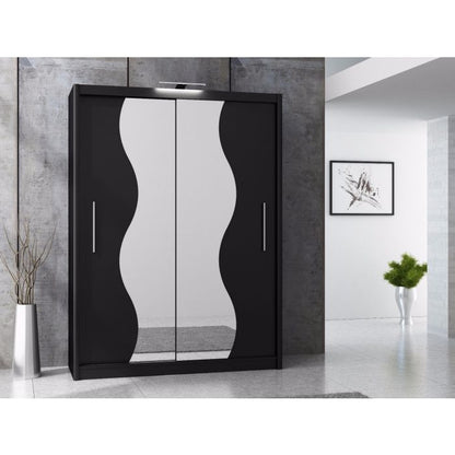 Tokyo V Curvy Sliding 2 Door Wardrobe - Black