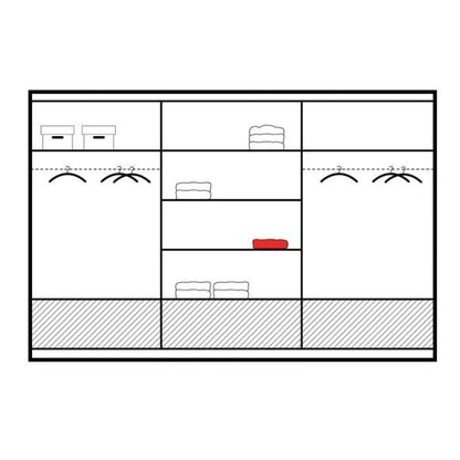 Cornelia 250cm Large High Gloss Sliding 3 Door Wardrobe - Black