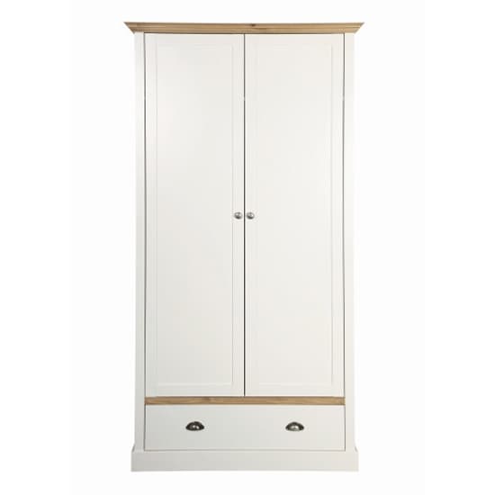 Sandringhia Wooden Wardrobe With 2 Doors In White And Pine