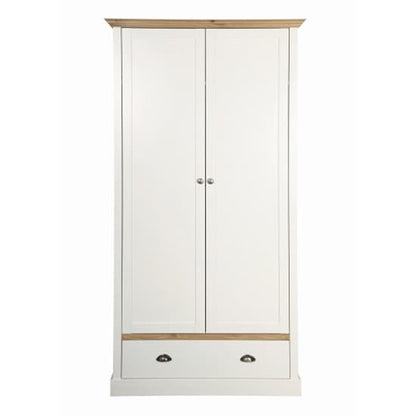 Sandringhia Wooden Wardrobe With 2 Doors In White And Pine