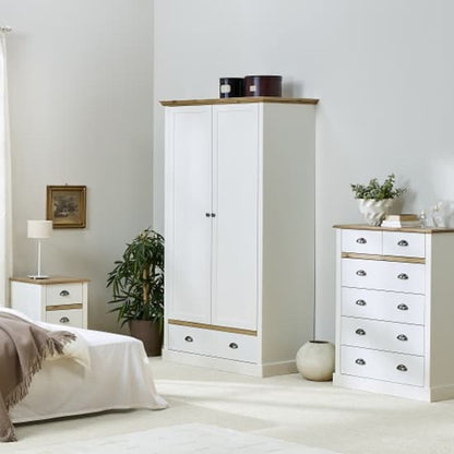 Sandringhia Wooden Wardrobe With 2 Doors In White And Pine