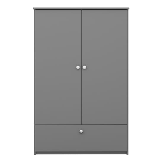 Satria Kids Wooden Wardrobe 2 Door 1 Drawer In Folkestone Grey