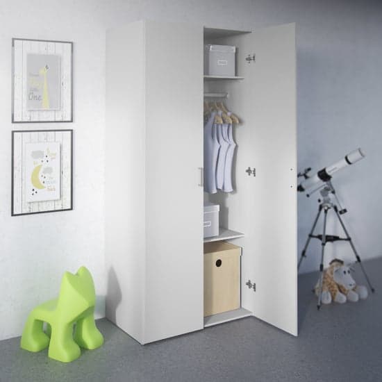 Scalia Wooden Wardrobe In White With 2 Doors