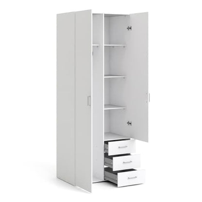 Scalia Wooden Wardrobe In White With 2 Doors 3 Drawers