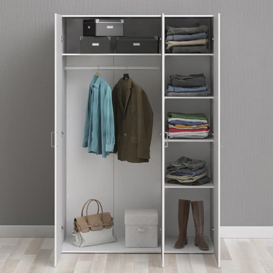 Scalia Wooden Wardrobe In White With 3 Doors