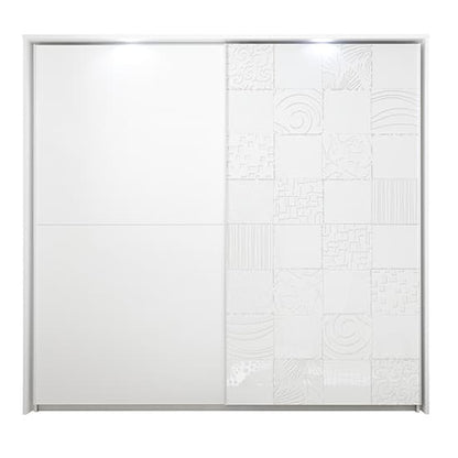 Soxa Italian LED Wooden Sliding 2 Door Wardrobe In Serigraphed White