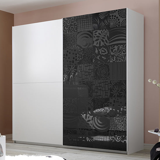 Soxa Italian Wooden Sliding 2 Door Wardrobe In Serigraphed Grey