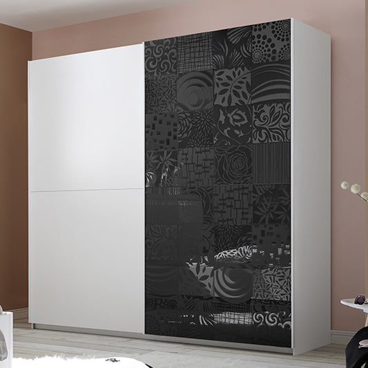 Soxa Italian Wooden Sliding 2 Door Wardrobe In Serigraphed Grey