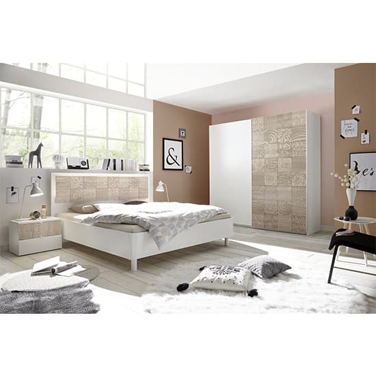 Soxa Italian Wooden Sliding 2 Door Wardrobe In Serigraphed Sonoma Oak