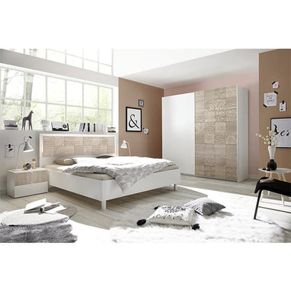 Soxa Italian Wooden Sliding 2 Door Wardrobe In Serigraphed Sonoma Oak