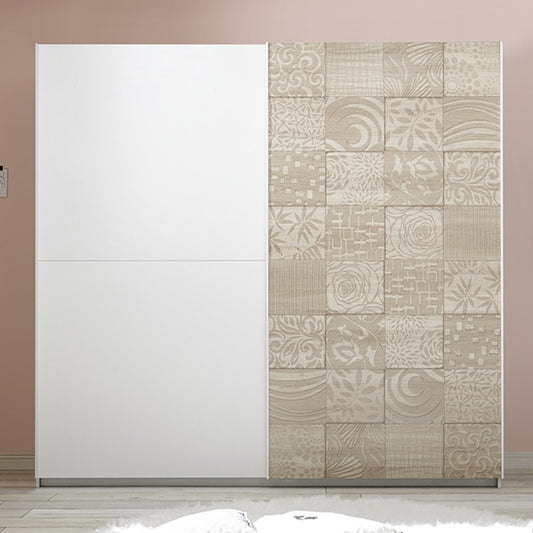 Soxa Italian Wooden Sliding 2 Door Wardrobe In Serigraphed Sonoma Oak
