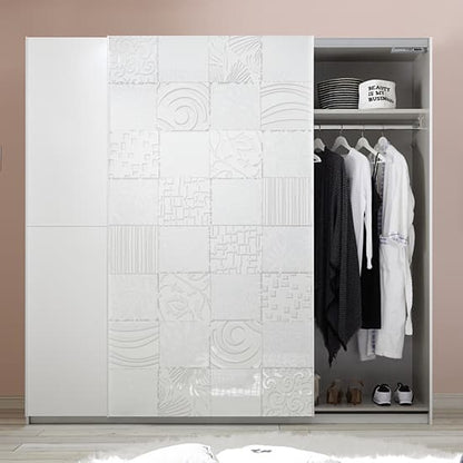 Soxa Italian Wooden Sliding 2 Door Wardrobe In Serigraphed White
