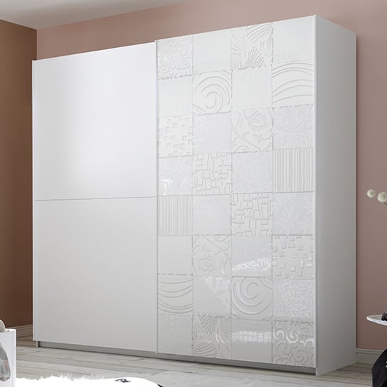 Soxa Italian Wooden Sliding 2 Door Wardrobe In Serigraphed White