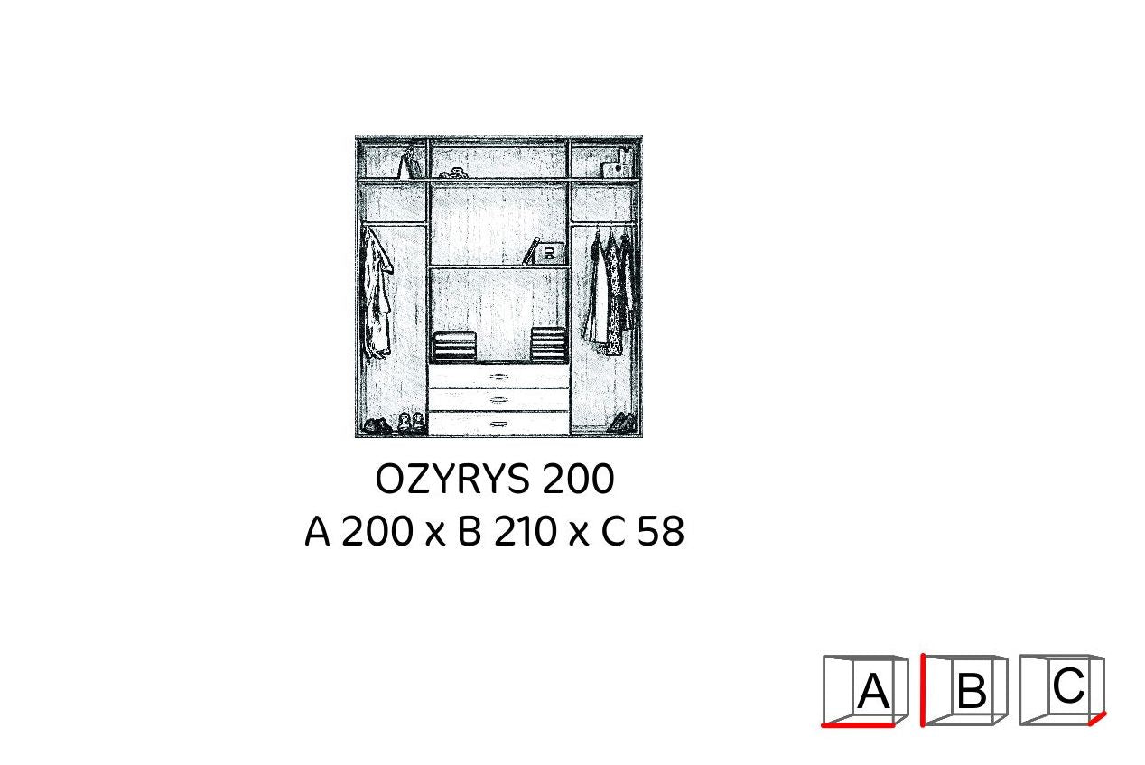 FURCO | Stanley | Mirrored 4 Door Wardrobe with 3 Drawers | Oak Finish | Ample Storage & Timeless Design