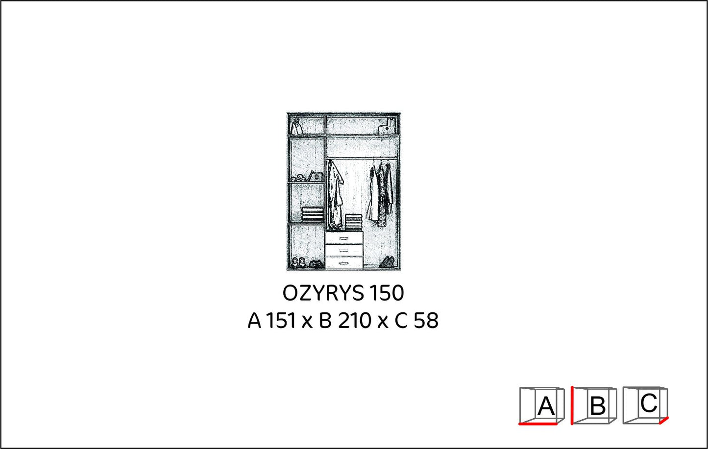 FURCO | Stanley | Single Mirrored 3 Door Hinged Wardrobe with 3 Drawers | Classic Oak | Functional & Spacious