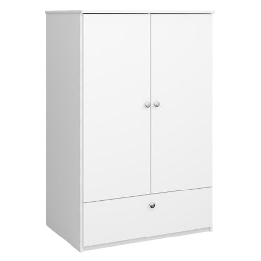 Sterns Kids Wooden Wardrobe With 2 Doors And 1 Drawer In White