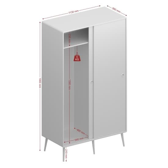 Strafford Wooden Sliding Wardrobe With 2 Doors In Off White