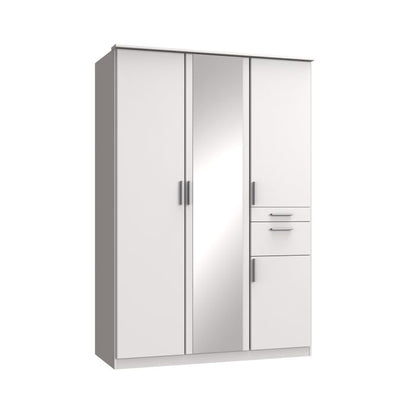 Kodera White 3 Door 2 Drawer Mirrored Wardrobe | Sleek & Spacious | Furco