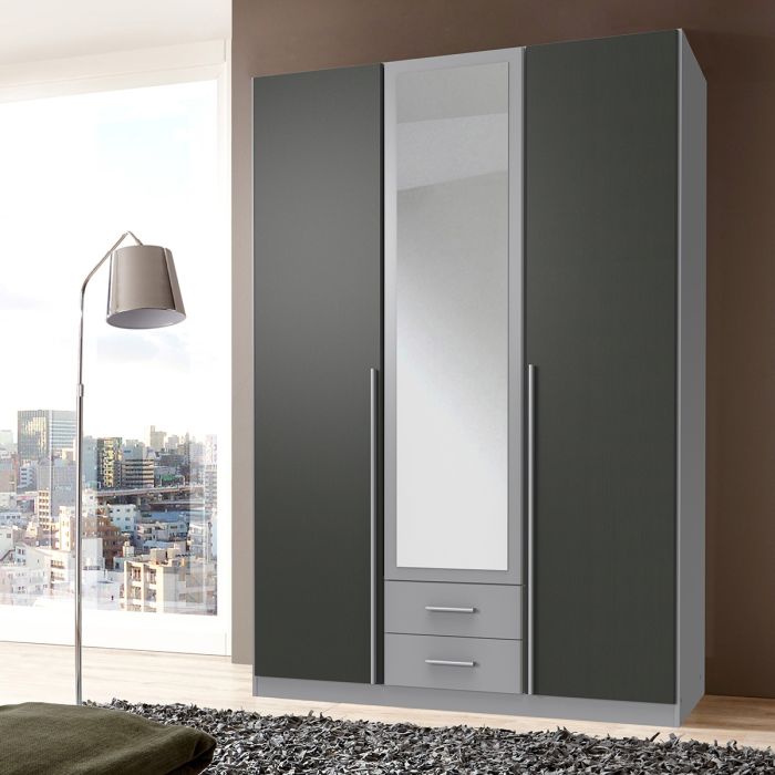 Husam 3 Door Mirrored Wardrobe in Grey | Spacious & Stylish | Furco