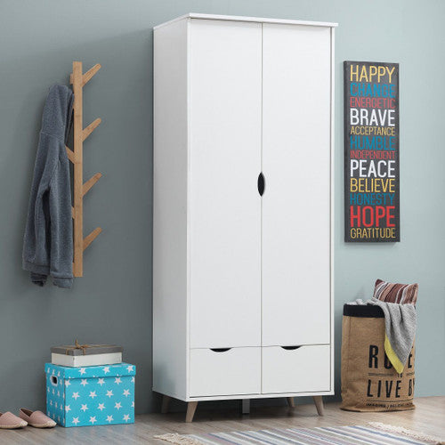 Pulford White 2 Door 2 Drawer Wardrobe