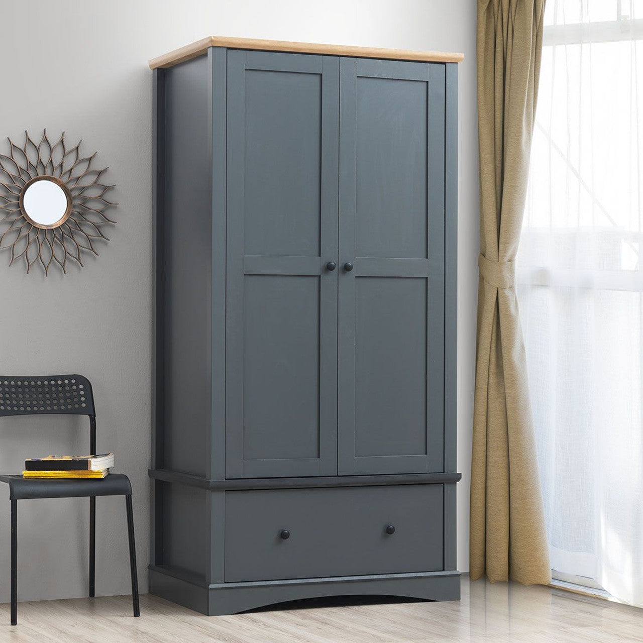Carden 2 Door Wardrobe in Grey