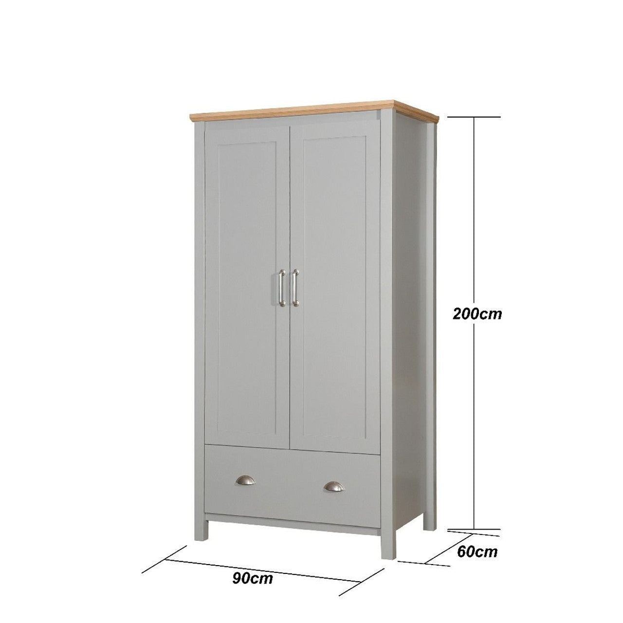 Eaton Grey 2 Door Wardrobe