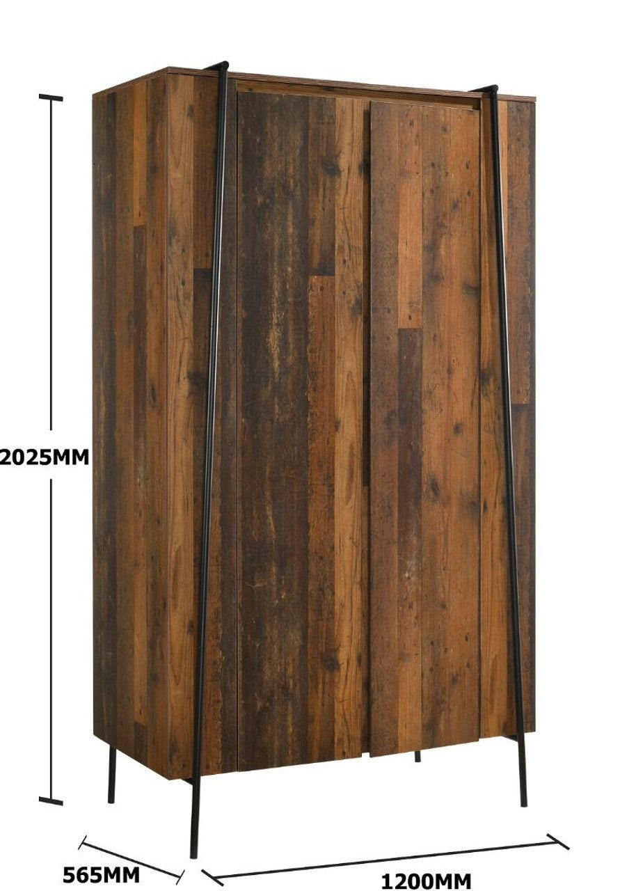 Abbey Rustic Oak 2 Door Wardrobe
