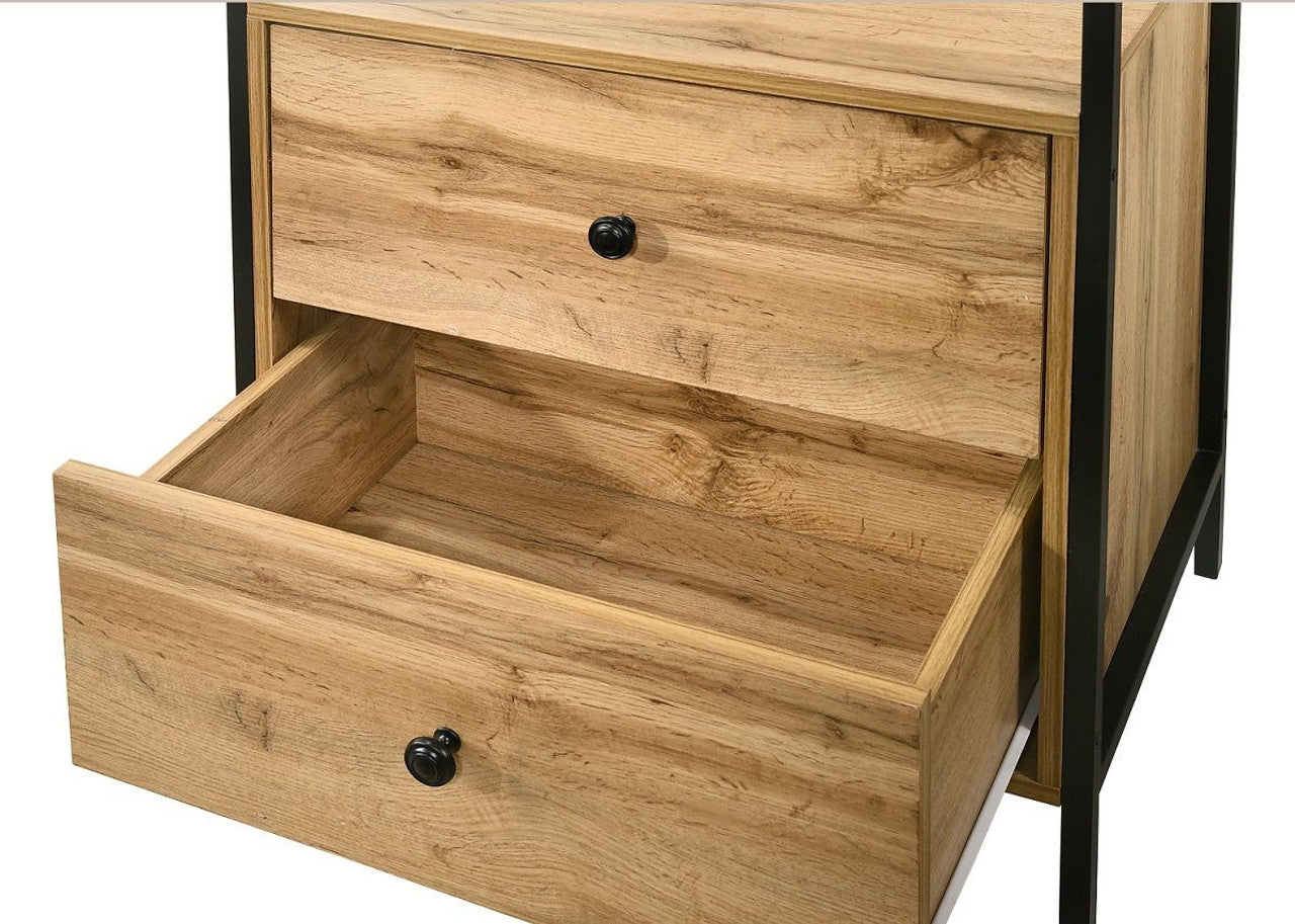 Zahra Open Wardrobe with 2 Drawers in Oak