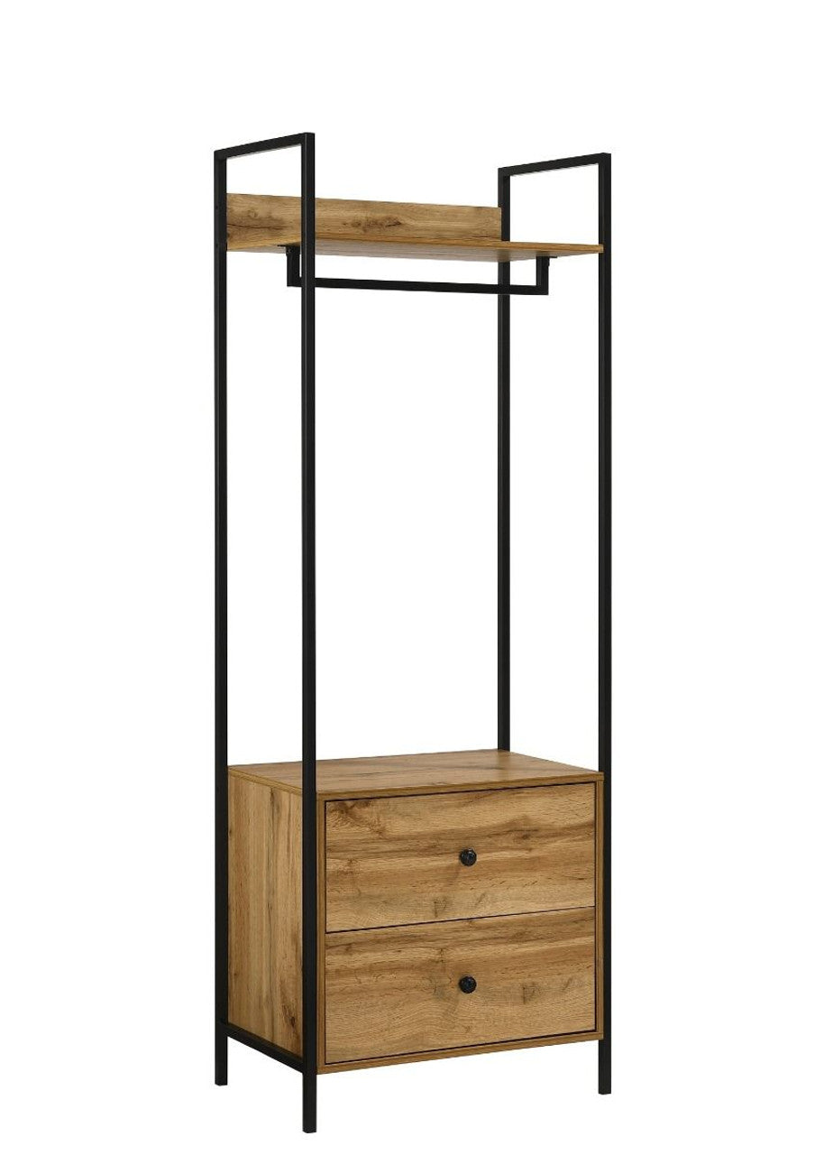Zahra Open Wardrobe with 2 Drawers in Oak
