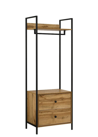 Zahra Open Wardrobe with 2 Drawers in Oak