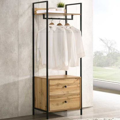 Zahra Open Wardrobe with 2 Drawers in Oak