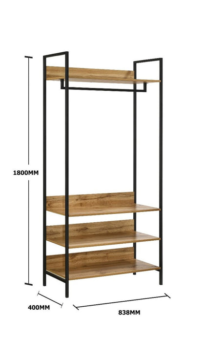 Zahra Oak Large Open Wardrobe | 4 Shelf Organizer | Furco