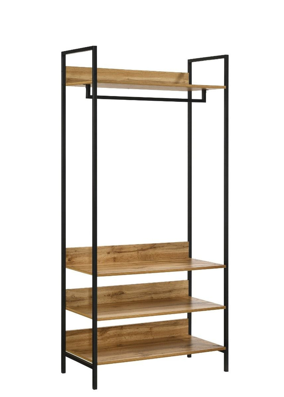 Zahra Oak Large Open Wardrobe | 4 Shelf Organizer | Furco
