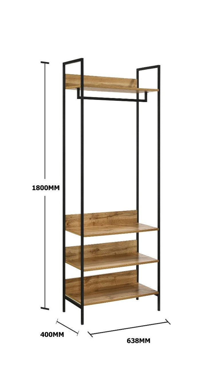 Zahra Small Open Wardrobe with 4 Shelves in Oak