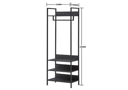 Zahra Dark Grey Open Wardrobe | Compact 4-Shelf Organizer | Furco