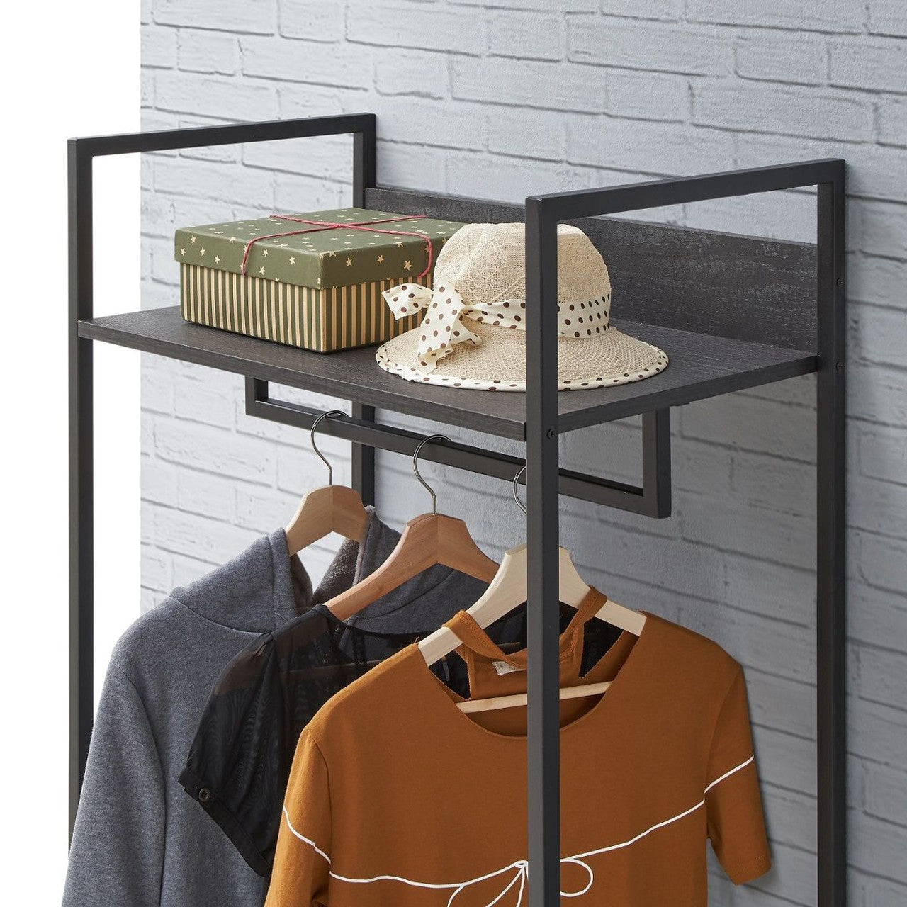 Zahra Dark Grey Open Wardrobe | Compact 4-Shelf Organizer | Furco