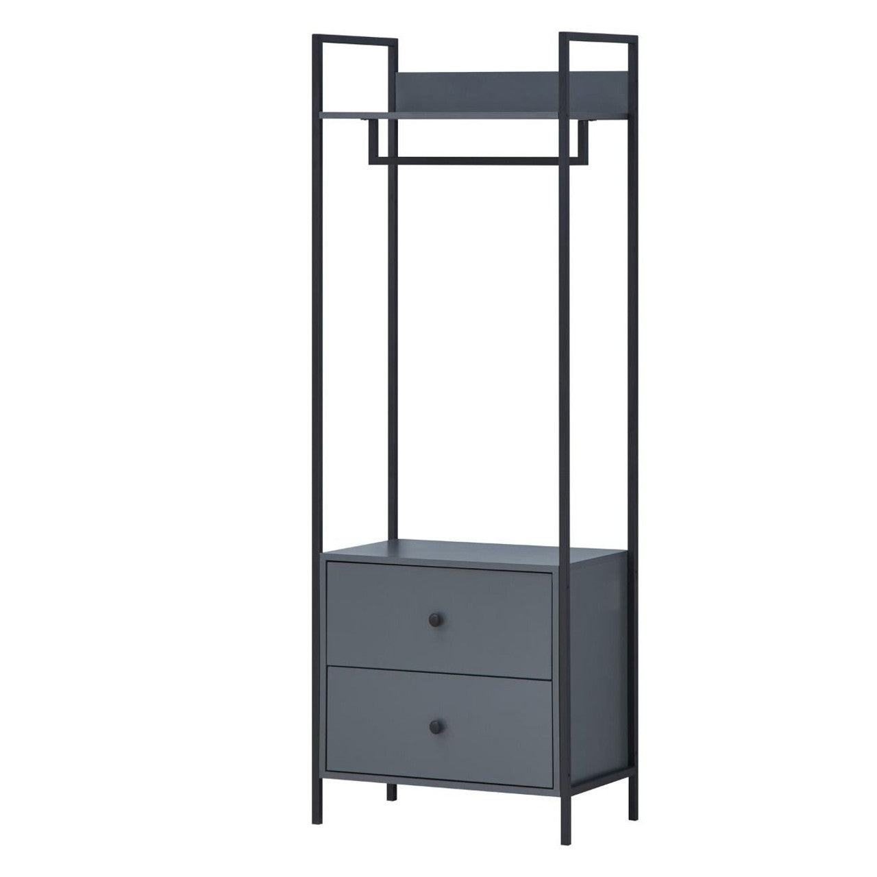 Zahra Open Wardrobe with 2 Drawers in Dark Grey