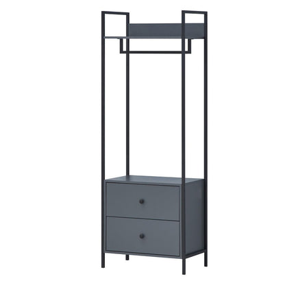 Zahra Open Wardrobe with 2 Drawers in Dark Grey