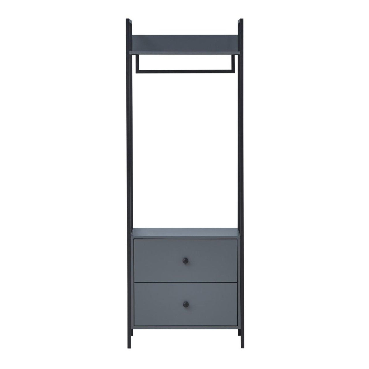 Zahra Open Wardrobe with 2 Drawers in Dark Grey