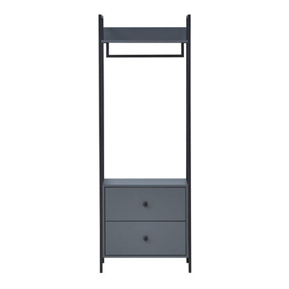 Zahra Open Wardrobe with 2 Drawers in Dark Grey