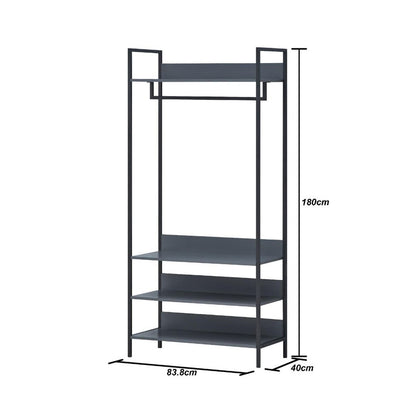 Zahra Dark Grey Large Open Wardrobe | 4 Tier Shelving | Modern Appeal | Furco