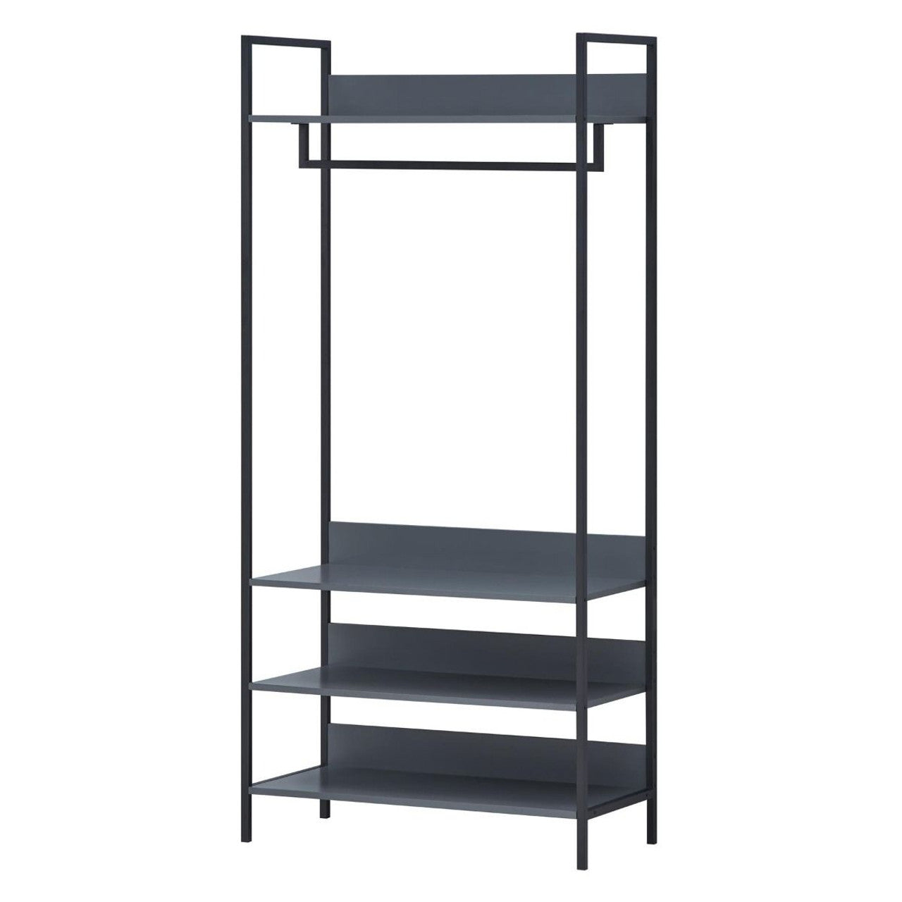 Zahra Dark Grey Large Open Wardrobe | 4 Tier Shelving | Modern Appeal | Furco