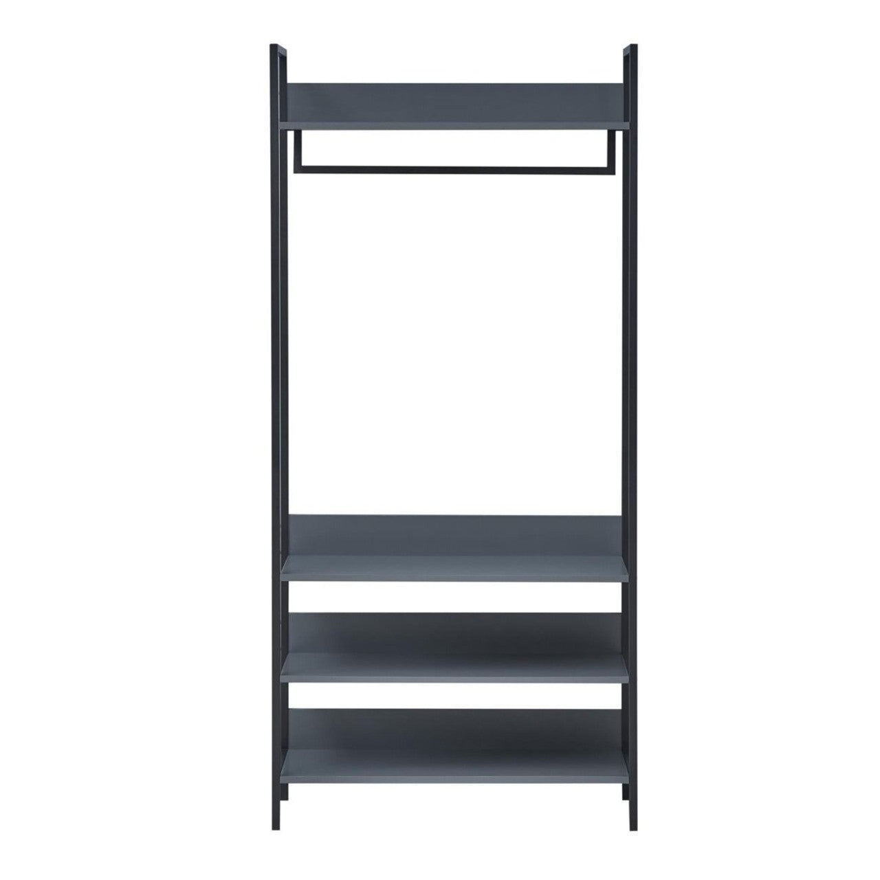 Zahra Dark Grey Large Open Wardrobe | 4 Tier Shelving | Modern Appeal | Furco