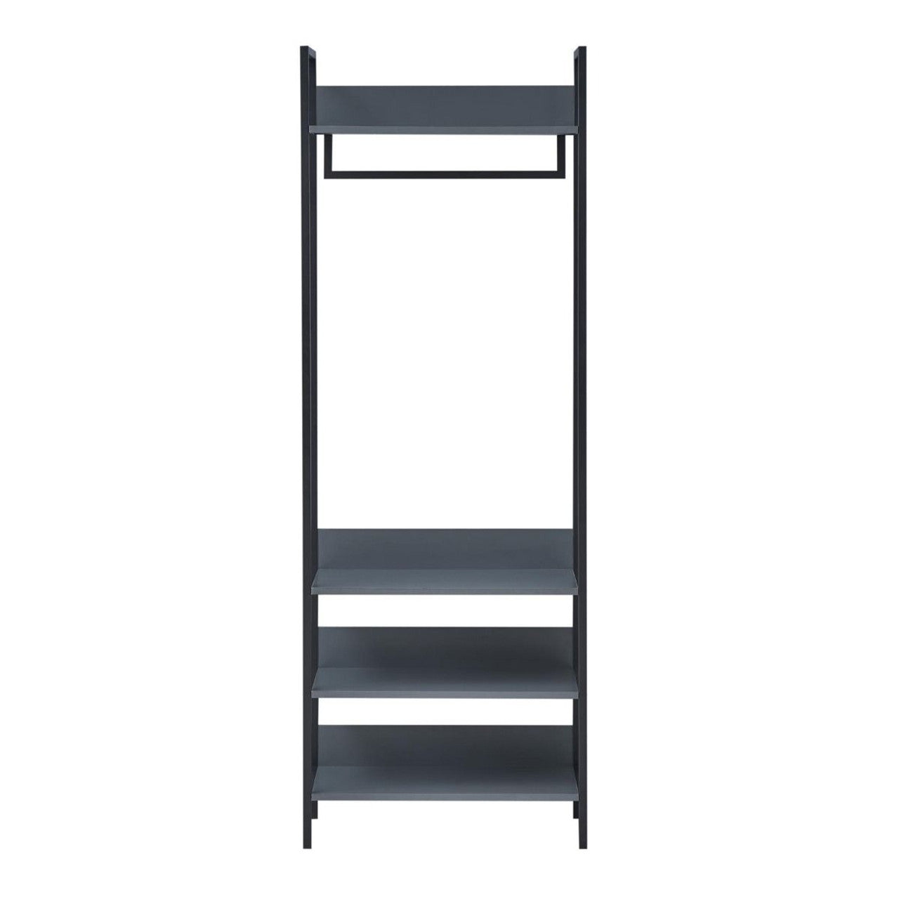 Zahra Dark Grey Open Wardrobe | Compact 4-Shelf Organizer | Furco