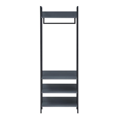 Zahra Dark Grey Open Wardrobe | Compact 4-Shelf Organizer | Furco