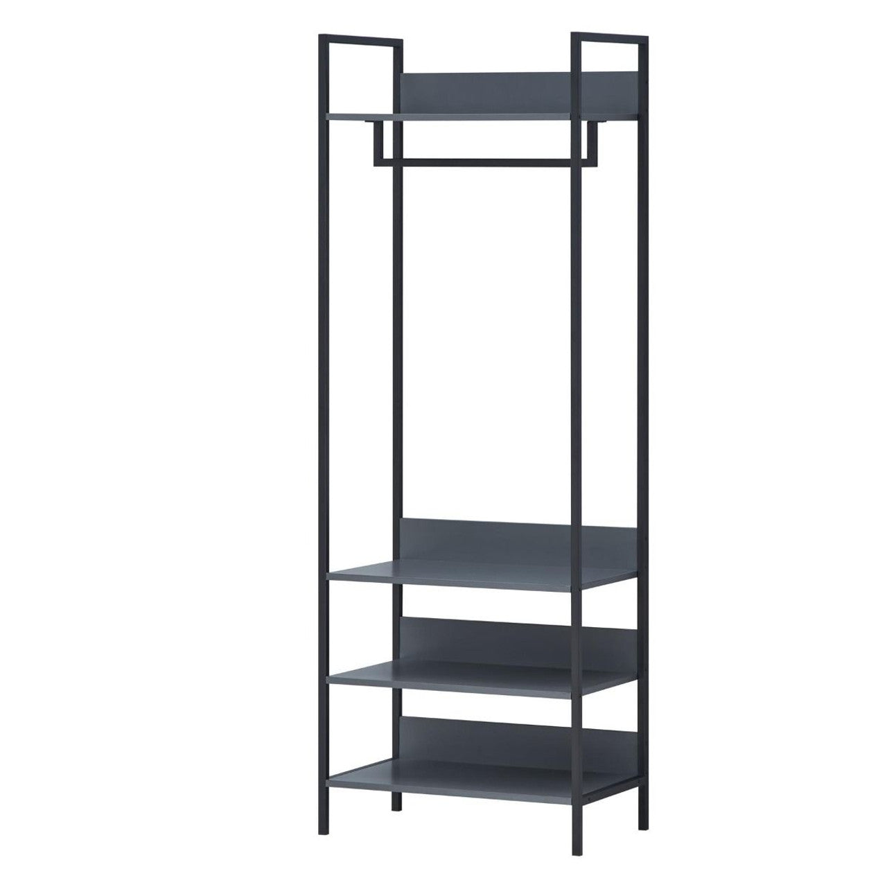 Zahra Dark Grey Open Wardrobe | Compact 4-Shelf Organizer | Furco