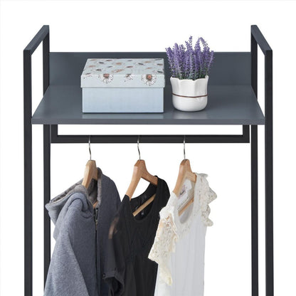 Zahra Dark Grey Open Wardrobe | Compact 4-Shelf Organizer | Furco
